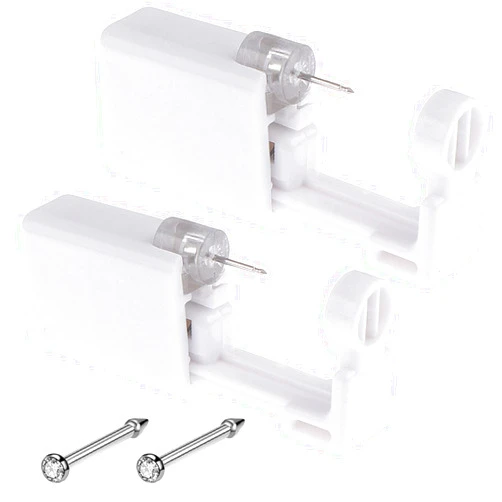 Prgislew Nose Piercing Gun - Silmy 2 Pack Nose Piercing Kit Disposable Self Nose Piercing Gun with Nose Stud Pierce Kit Tool for Nose Studs Piercing Gun
