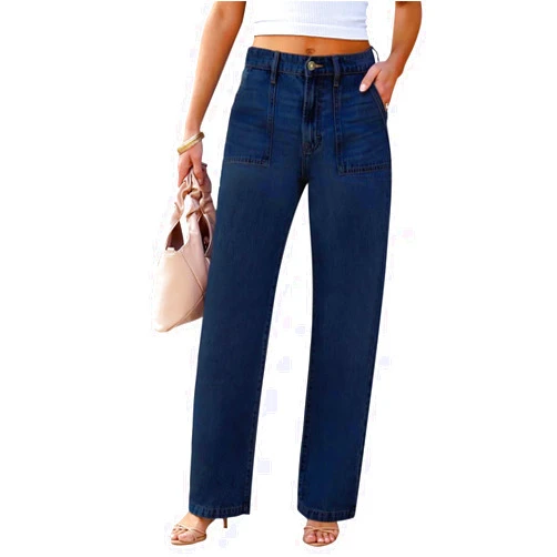 LOOKUB Womens Wide Leg Jeans - Deep Front Pockets High Waisted Jeans, Stretchy Baggy Straight Leg Jean for Women