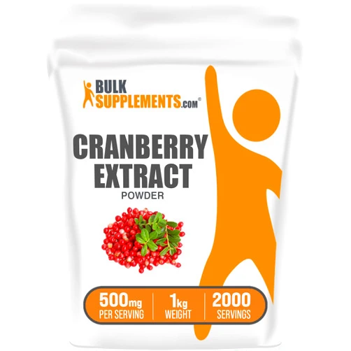 BulkSupplements.com Cranberry Extract Powder - Cranberry Supplements for Women & Men, Cranberry Extract 500mg - Vegan & Gluten Free, 500mg per Serving, 1kg (2.2 lbs) (Pack of 1)