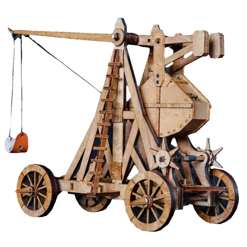 YAQUMW The Mini Counterweight Trebuchet with Wheel Europe Medieval Siege Weapon DIY 3D Wooden Puzzle Mechanical Model Kits STEM Projects Tabletop Toys