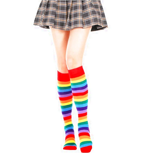 YISDZSW Rainbow Socks Pride Knee Cotton Socks High Stockings Colorful Novelty Crazy Knee High Socks for Women Men and Kids