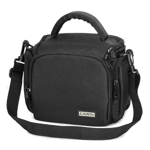 CADeN Compact Camera Shoulder Crossbody Bag Case Compatible for Nikon, Canon, Sony SLR/DSLR Mirrorless Cameras and Lenses Waterproof(1.0 S, Black)