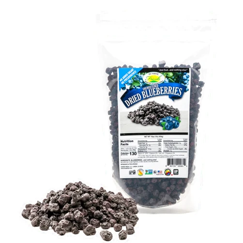 SUNRISE FRESH DRIED FRUIT CO. OF CALIFORNIA Sunrise Fresh Dried Blueberries, 1lb. Bag - No Sugar Added, Dehydrated Fruit for Baking, Healthy Snack