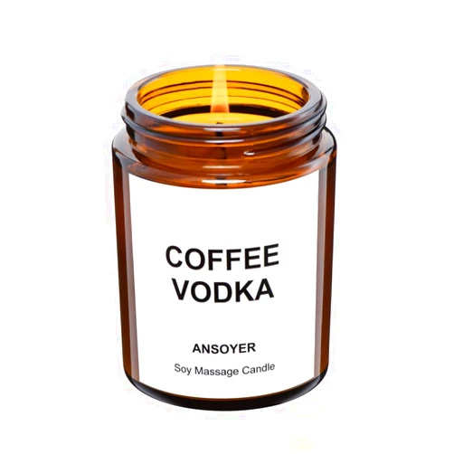 ANSOYER Massage Oil Candle, Romantic Gift SPA Use Home Scented Candle Body Oil, Ultra Hydrating Body Care with Soybean Oil, 4.5oz (Coffee Vodka)