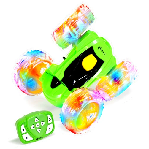 Contixo RC Stunt Car 4WD 2.4GHz, Green Double-Sided 360° Rotating Remote Control Cars with LED Lights, for Kids Girls Boys Age 4-12