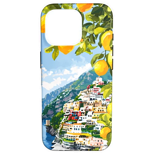 Painting of the Italian Mediterranean Amalfi Coast Italian Coast with Amalfi Lemons from The Mediterranean Sea Case for iPhone 16 Pro