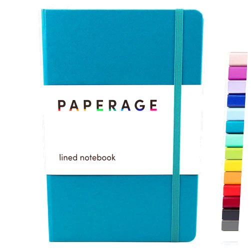 PAPERAGE Lined Journal Notebook, (Turquoise), 160 Pages, Medium 5.7 inches x 8 inches - 100 gsm Thick Paper, Hardcover