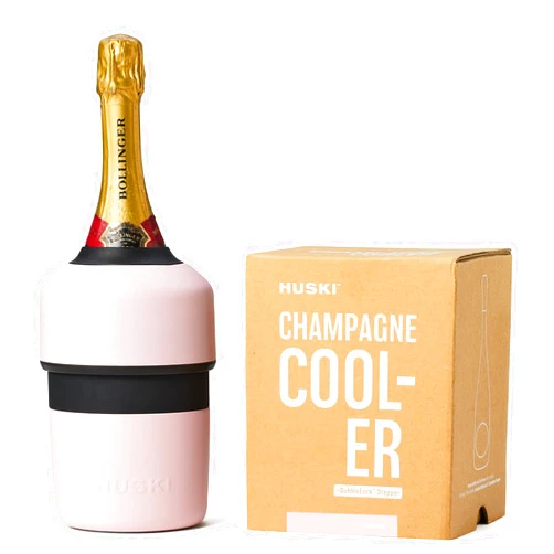 Huski Champagne Chiller | NEW | Award-Winning Iceless Design with Detachable Bottle Stopper | Keeps Wine Cold up to 6 Hours | Fits most 750ml Champagne, Prosecco & Sparkling Wine Bottles (Powder Pink)