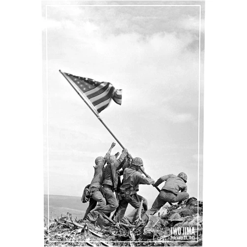 Poster Foundry Iwo Jima Poster Flag Raising US Marines 1945 WW2 Posters USMC World War 2 Memorabilia History Classroom Decorations WWII Military US History Americana Cool Wall Art Print Poster 16x24