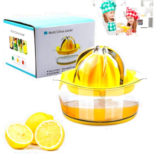 Vanleonet Lemon Squeezer Citrus Juicer with Strainer,Hand Juicer Citrus Lemon Orange juicer Fruit Juicer Lime Press Manual Juicer Squeezer with Built-in Measuring Cup (Yellow)