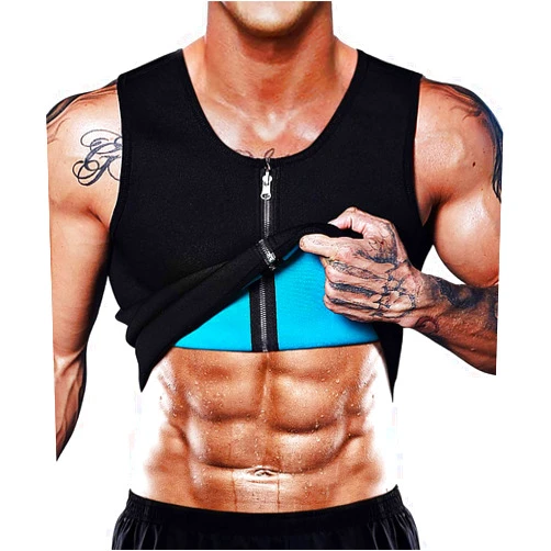 NonEcho Men Sauna Vest Hot Sweat Waist Trainer Corset Neoprene Tank Top Shapewear Slimming Shirt Workout Suit