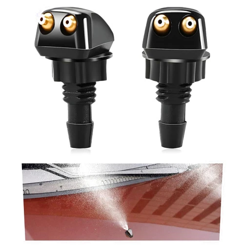 KVAEY 2 PCS Front Windshield Washer Nozzles, Windshield Left Right Wiper Washer Nozzle Sprayers, Windshield Squirter Nozzle Replacement for Most Cars SUVs Trucks, Car Accessories