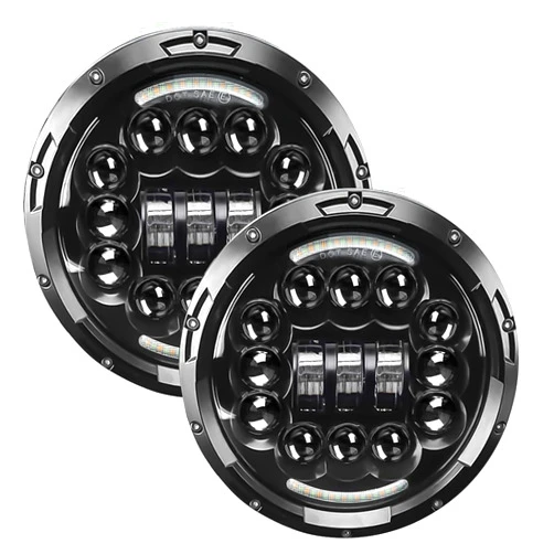VI9000 7 Inch Led Headlight Round H6024 Led Headlight DOT Approved Hi/Lo Beam DRL Amber Turn Signal Compatible With Jeep Wrangler JK JKU TJ LJ CJ Compatible With Chevy,Ford and Mazda Miata etc