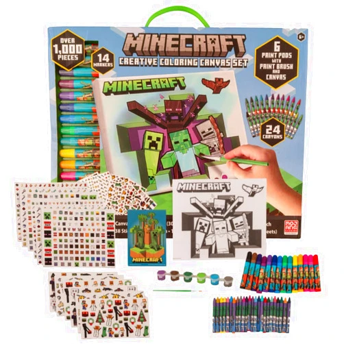 Innovative Designs Minecraft Creative Coloring Canvas Painting and Activity Set for Kids, 1000+ pcs