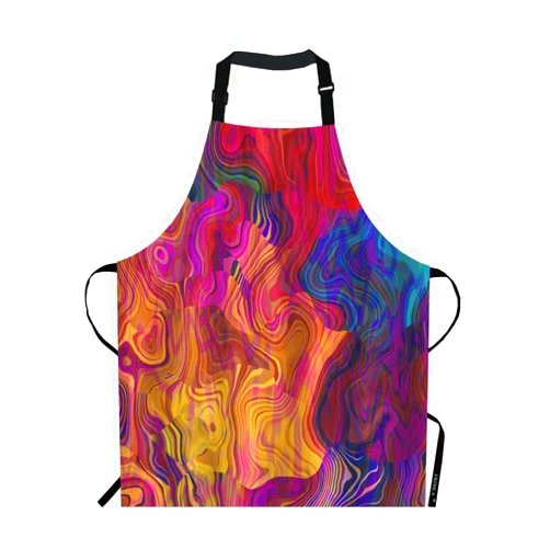 EKOBLA Color Aprons Abstract Purple Pink Red Orange Golden Blue Chaotic Waves Colorful Rainbow Waterproof Resistant Chef Cooking Kitchen BBQ Adjustable Aprons for Women Men 27x31 Inch