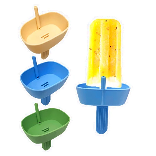 HMJOY 3PCS Drip Free Silicone Popsicle Holder, Reusable Deformable & Easy Carry Popcical Holder, Silicone burr-free safety Mess Free Frozen Treats Holder with Straw Popsicle Holder for Kids (3 colors)