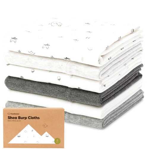 KeaBabies Organic Burp Cloths Baby Girl, Boy - 6-Pack Large Baby Burp Cloths, Super Absorbent Burping Cloths for Babies, Soft & Plush Cotton Burp Cloth, Spit Up Burp Rags, Newborn Burp Clothes (Neutrals)