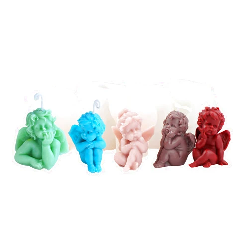 Cestony 5Pcs 3D angel Candle Silicone Molds for making candles, gypsum resin statues and home decoration