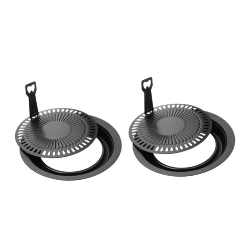 HOLIDYOYO 2 Sets Korean Non-Stick Baking Pan Portable BBQ Grill BBQ Stainless Steel Non-Stick Paint Frying Pan, O4E3127WU05752MOTMS6, 30x23cm