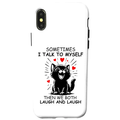 Mug Sometimes I Talk to Myself We Both Laugh Shirt Sometimes I Talk to Myself and We Both Laugh Funny Black Cat Case for iPhone X/XS