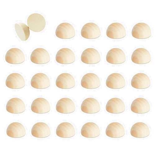Juvale 30 Pack Split Wood Balls for Crafts, 1.5-Inch Unfinished Half Wooden Beads for Art Supplies