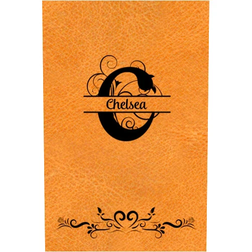 By Spring Hill Stationery (Author) Split Letter Personalized Journal - Chelsea: Elegant Flourish Capital Letter on Light Brown Leather Look Background