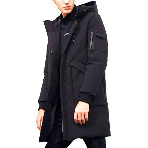 Pioneer Camp Men's Winter Coats Water-Repellent Windproof Thicken Parkas Long Hooded Padded Puffer Jacket