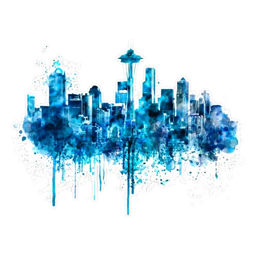 Vision Graphics Seattle Skyline Monochrome Watercolor Sticker Bumper Sticker Vinyl Decal 5