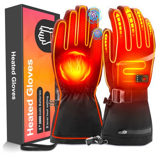 FFraao Heated Gloves for Men Women, Rechargeable Hand Warmer Gloves with Touchscreen, Waterproof Electric Heated Ski Gloves for Winter Outdoor Work Hunting Camping Snowboarding Hiking Raynaud
