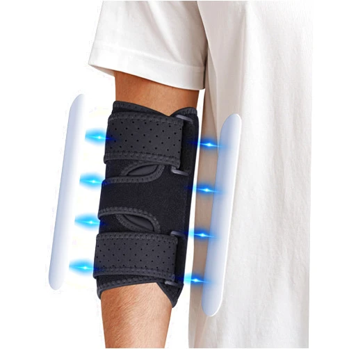 Niceuare Elbow Brace with 2 Removable Metal Splints - Adjustable Elbow Support for Tendonitis, Cubital Tunnel Syndrome, and Ulnar Nerve Entrapment Pain Relief Fit Men ＆ Women