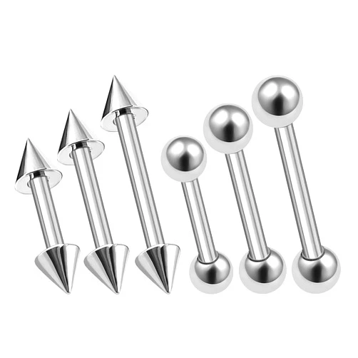 MATIGA 6Pcs Surgical Steel 6mm 8mm 10mm ear barbell Piercing Jewelry Eyebrow Daith Cartilage Tragus Rook 3mm Ball Cone More Choices
