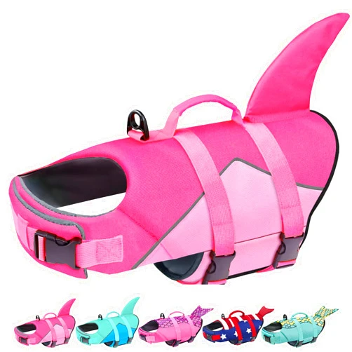 Malier Dog Life Jacket, Ripstop Dog Life Vest with Rescue Handle for Swimming Boating, Reflective Puppy Life Jackets Dog Shark Life Jacket with Adjustable Strap for Small Medium Large Dogs (Small)