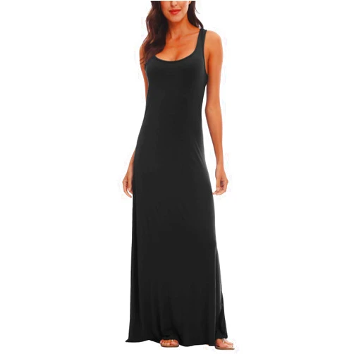 Urban CoCo Women's Scoop Neck Solid Sleeveless Summer Beach Tank Top Casual Maxi Dress