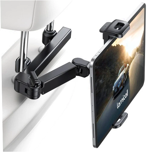 Lamicall Car Headrest Tablet Holder - [3 in 1 Extension Arm] Adjustable Tablet Car Mount for Back Seat, Road Trip Essentials for Kids, for 4.7-11