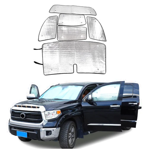 TongSheng The Original Windshield Sun Shade for Toyota Tundra 2007-2012 2013 2014 2015 2016 2017 2018 2019 2020 2021 Car Windshield Reflective Sunshade Protector Sun Shade Accessories (Reflective Aluminum Foil)