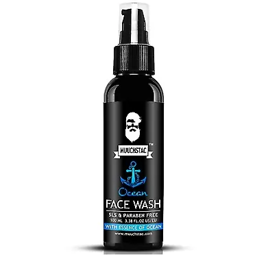 Drop Muuchstac Men’s Ocean Face Wash for Men, Fights Acne & Pimple, Skin Whitening & Brightening, All Skin Types, No SLS, Silicone and Paraben, 100 ml.