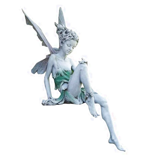 Dianreno Fairy Garden Figurines Outdoor,Sitting Fairy Statues,Resin Garden Sculptures & Statues,Angel Figurines for Outside(White)