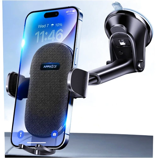 APPS2Car Car Phone Holder Mount, Dashboard/Windshield/Cell Phone Holder for Car, Compatible with iPhone, Samsung, All Phones,Black