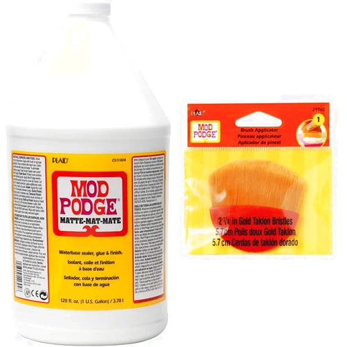 Mod Podge CS11304 Waterbase Sealer, Glue & Decoupage Finish, 128 oz, Matte & Paint Brush Applicator, 24960 2.25-Inch 128 oz Sealer + Brush Applicator