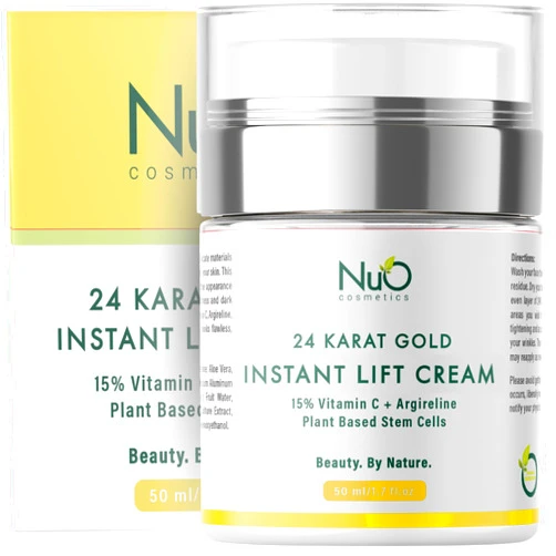 NuOrganic Cosmetics nuorganic 24k Instant Face Lift Cream - Advanced Anti-Aging Moisturizer with Plant Stem Cells for Youthful Glow - Cruelty-Free Wrinkle Cream for All Skin - Vegan Beauty Skincare, 50ml 3-Month Supply