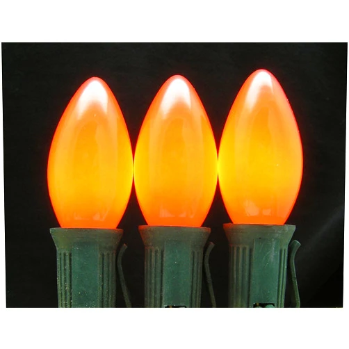 Novelty Lights 25 Pack 7 Watt C9 Ceramic Orange Incandescent Light Bulb, Intermediate Base