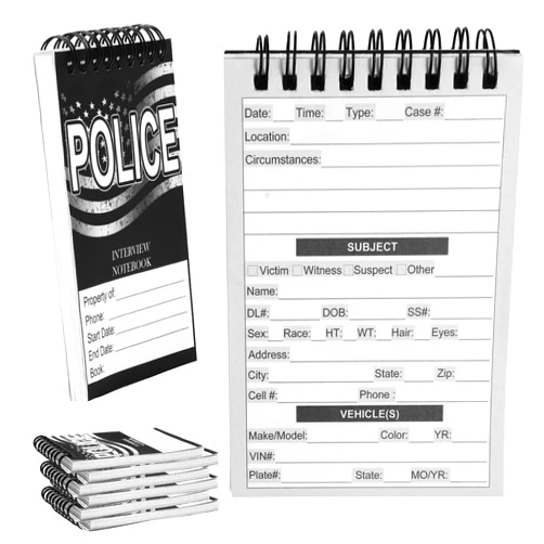 PruQuaiy 6 Pcs Public Safety Police Field Interview Notebook Report Notepad for Law Enforcement Officer Gifts Ticket Book Notebook Cop Interview Equipment Accessories, 70 Sheets/ 140 Pages(3.5x5 Inch)