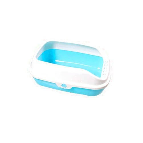 VANONW Cats Litter Box Open Top Litter Pan Semi-Closed Cat Box Lid Removable Easy Cleaning No Residue Build Up Suitable for Cats and Small Animals (Small), blue