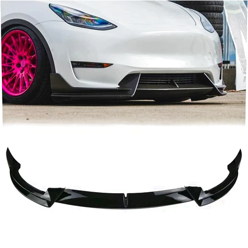 QIGJNQN Front Bumper Front Lip Front Shovel kit Compatible 2017-2023 for Tesla Model3/ModelY Sedan Body Spoiler Splitter kit Carbon Fiber Bright Black · (Model/Y Glossy Black)