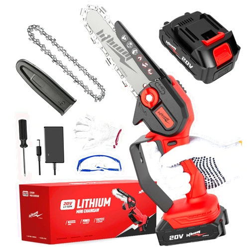 BEEDECK Cordless Mini Chainsaw, 20V Max Battery 6 Inch Small Chain Saw, One-Hand Handheld Electric Portable Chainsaw for Cutting Wood Trimming and Woodworking- Mini Chain Saw Cordless with 1 Batter