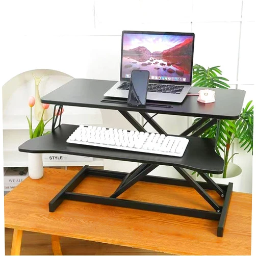 Panana Standing Desk Converter, Height Adjustable Sit to Stand Up Workstation, Dual Monitor and Laptop with Wide Keyboard Tray for Home Office (25.6