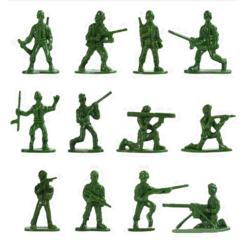 HAPTIME 100-Piece Green Toy Soldiers - 12 Poses, Detailed and Balanced Mini Army Men - Perfect for Pretend Play, Educational Projects, Cake Decorations, and Military-Themed Parties - 1 Inches Tall