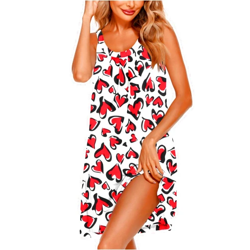 Ekouaer Women's Nightgown Sleeveless Sleepwear Wide Strap Sleep Shirt Pleated Scoopneck Nightshirt S-XXXL