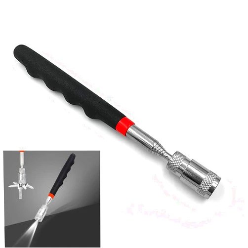 Lightstar Telescoping Magnetic Flashlight Pickup Tool with LED Light, Magnet Stick Rod Extendable 7.5