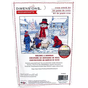 Dimensions 70-08993 Building a Snowman Embroidery Christmas Cross Stitch Kit, 7